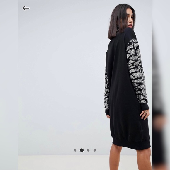 ASOS DESIGN | Sequin Animal Oversized Sweat Dress - Picture 3 of 4